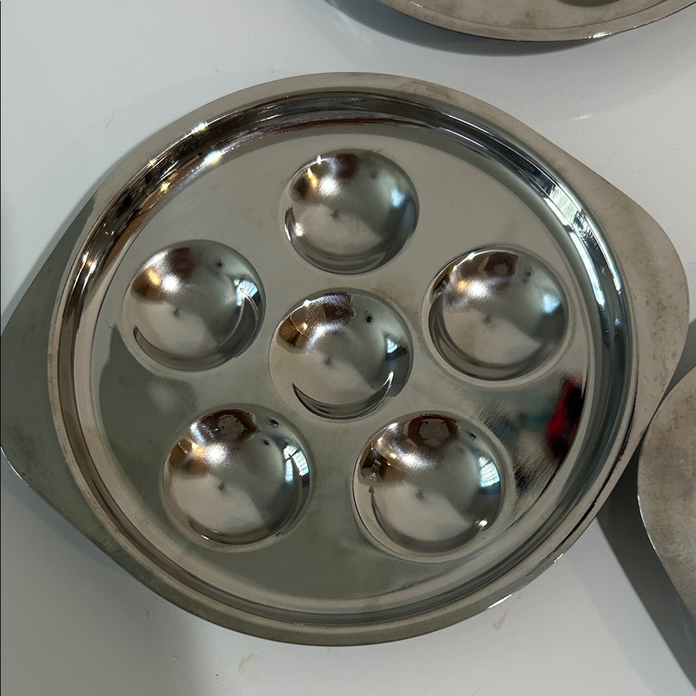Vintage GD France Stainless Steel Escargot Plates – Set of 4 (6 Wells Each)